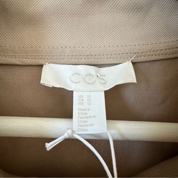 NWT COS Lyocell Utility Long Sleeve Dress in Beige Size 12 - Picture 9 of 10